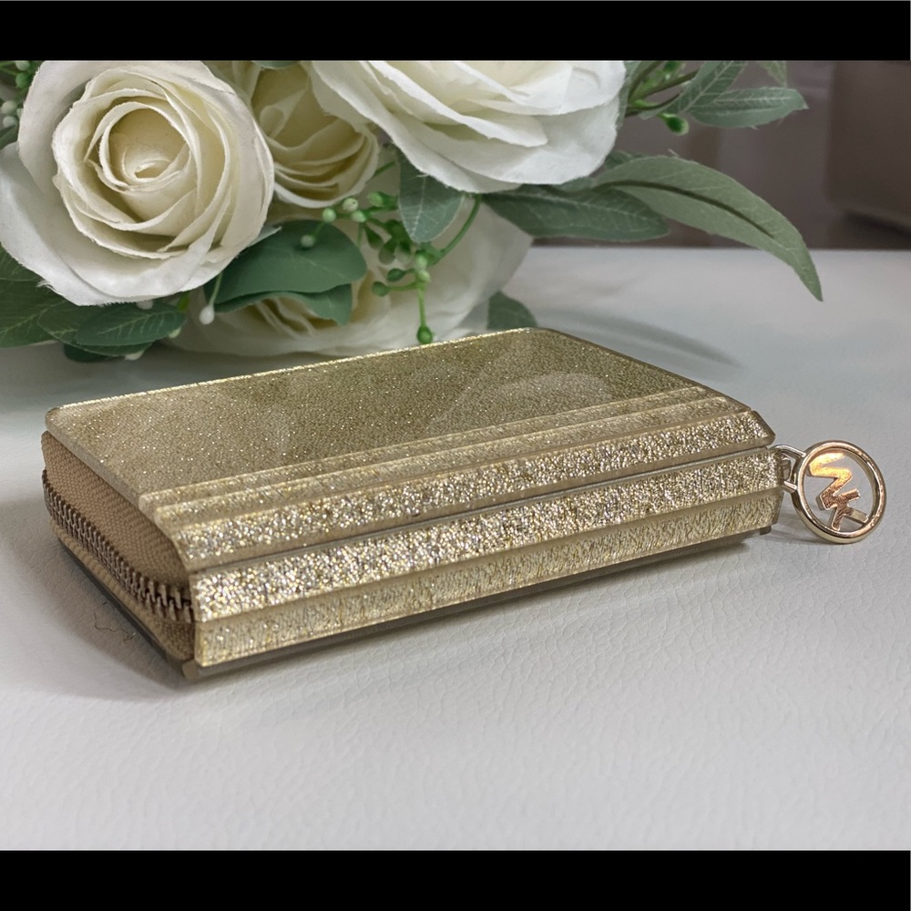 Michael Kors Gold Zip-Around Hard Case Wallet